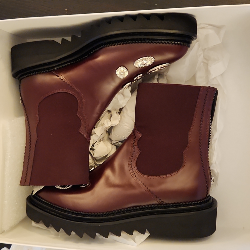 Toga Pulla Burgundy Side Gore Metal Boots